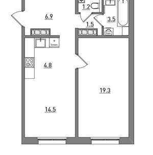 2-к квартира, вторичка, 52м2, 1/17 этаж