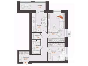 2-к квартира, вторичка, 57м2, 3/7 этаж