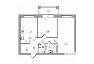 2-к квартира, вторичка, 66м2, 4/6 этаж