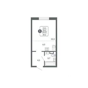 Студия квартира, вторичка, 26м2, 3/17 этаж