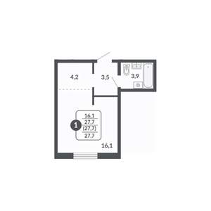 Студия квартира, вторичка, 28м2, 9/17 этаж