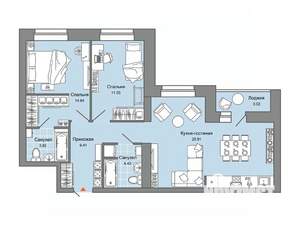 2-к квартира, строящийся дом, 72м2, 4/7 этаж