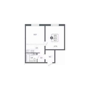 2-к квартира, вторичка, 48м2, 13/17 этаж