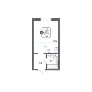 Студия квартира, вторичка, 26м2, 4/17 этаж