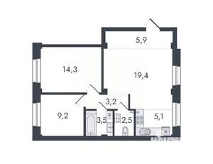 3-к квартира, вторичка, 63м2, 1/16 этаж