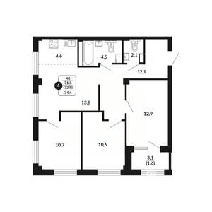 4-к квартира, вторичка, 73м2, 15/17 этаж