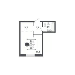 Студия квартира, вторичка, 28м2, 15/17 этаж