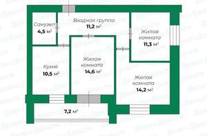 3-к квартира, вторичка, 66м2, 2/10 этаж