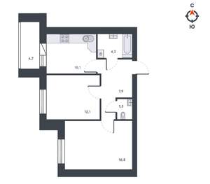2-к квартира, вторичка, 58м2, 12/12 этаж