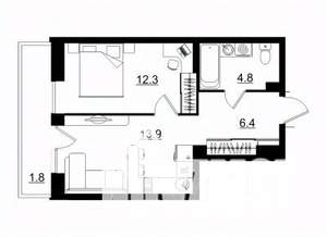 1-к квартира, строящийся дом, 39м2, 10/11 этаж