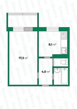 1-к квартира, вторичка, 33м2, 6/10 этаж