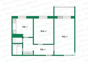 2-к квартира, вторичка, 50м2, 4/9 этаж