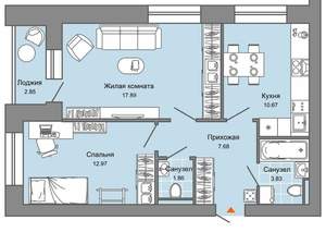 2-к квартира, вторичка, 56м2, 2/8 этаж