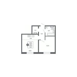 2-к квартира, вторичка, 39м2, 11/17 этаж