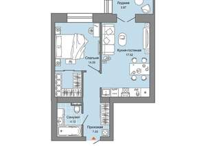 1-к квартира, вторичка, 45м2, 2/8 этаж