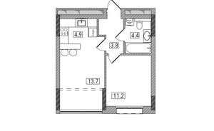 2-к квартира, вторичка, 38м2, 17/17 этаж