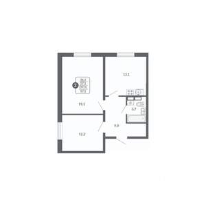 2-к квартира, вторичка, 57м2, 10/17 этаж