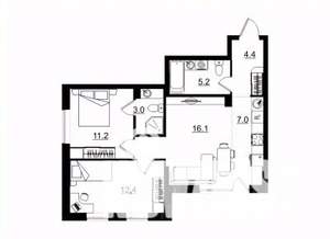 3-к квартира, строящийся дом, 62м2, 7/11 этаж