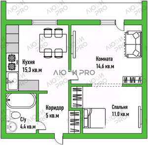 2-к квартира, вторичка, 53м2, 6/17 этаж