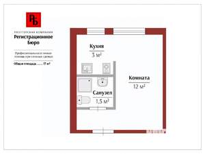 Студия квартира, вторичка, 17м2, 2/3 этаж
