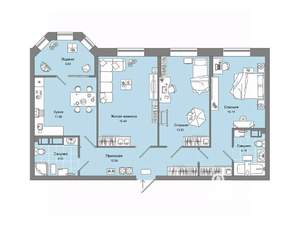 3-к квартира, вторичка, 79м2, 13/15 этаж