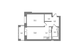2-к квартира, вторичка, 52м2, 6/6 этаж