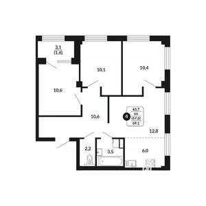 4-к квартира, вторичка, 68м2, 11/17 этаж