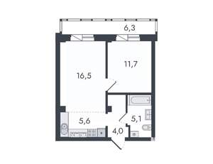 2-к квартира, вторичка, 49м2, 13/16 этаж