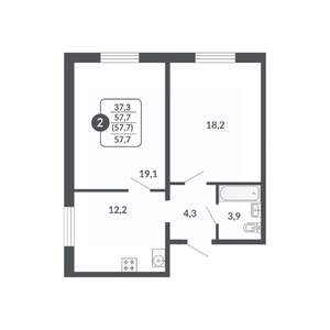 2-к квартира, вторичка, 58м2, 5/17 этаж