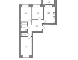 3-к квартира, вторичка, 68м2, 1/12 этаж