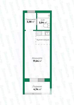 Студия квартира, вторичка, 23м2, 12/17 этаж