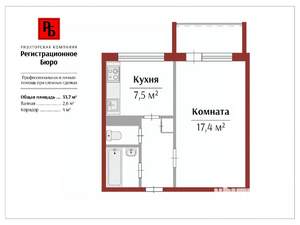 1-к квартира, вторичка, 33м2, 2/10 этаж