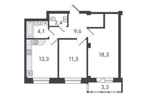 2-к квартира, вторичка, 63м2, 7/16 этаж