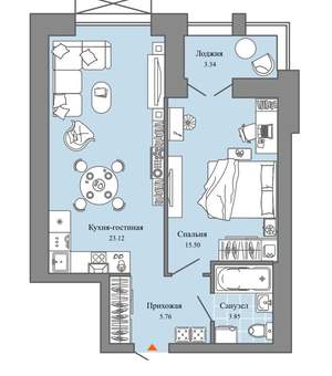 2-к квартира, вторичка, 50м2, 7/8 этаж