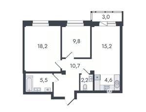 3-к квартира, вторичка, 69м2, 13/16 этаж