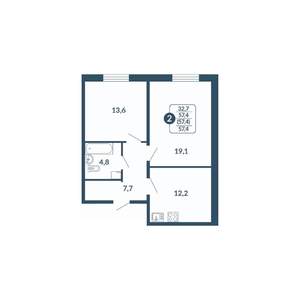2-к квартира, вторичка, 57м2, 13/17 этаж