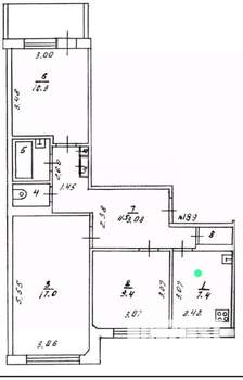 3-к квартира, вторичка, 61м2, 3/9 этаж