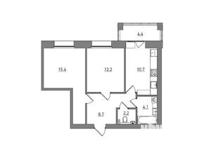 2-к квартира, вторичка, 58м2, 6/6 этаж