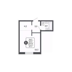 Студия квартира, строящийся дом, 28м2, 2/17 этаж