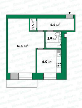 1-к квартира, вторичка, 30м2, 5/5 этаж