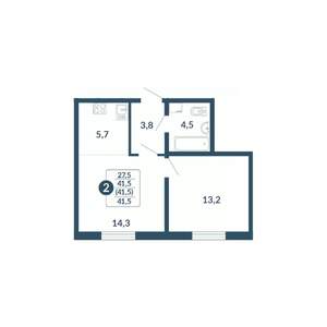 2-к квартира, вторичка, 42м2, 10/17 этаж