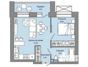 1-к квартира, вторичка, 39м2, 2/4 этаж