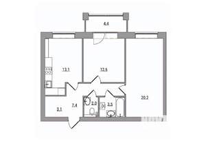 2-к квартира, вторичка, 66м2, 3/6 этаж