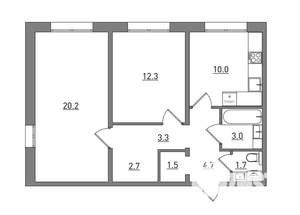 2-к квартира, вторичка, 59м2, 8/16 этаж
