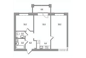 3-к квартира, вторичка, 66м2, 6/7 этаж
