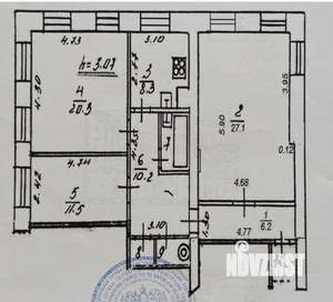 3-к квартира, вторичка, 91м2, 3/3 этаж