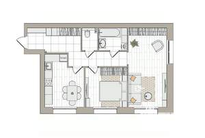 2-к квартира, вторичка, 59м2, 1/6 этаж