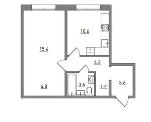 1-к квартира, вторичка, 43м2, 1/16 этаж