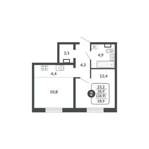 2-к квартира, вторичка, 39м2, 3/17 этаж