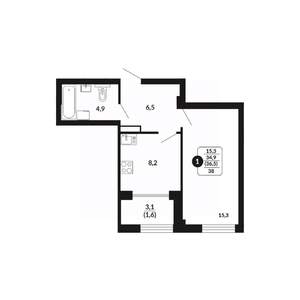 1-к квартира, вторичка, 37м2, 6/17 этаж